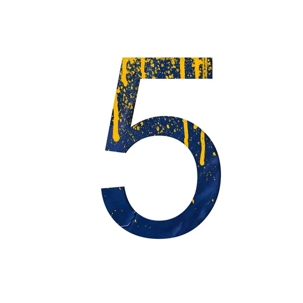 Número 5 ilustración sobre fondo aislado. Acuarela símbolo del alfabeto con salpicadura . —  Fotos de Stock