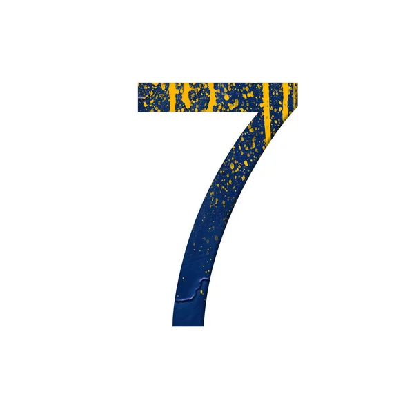Número 7 ilustración sobre fondo aislado. Acuarela símbolo del alfabeto con salpicadura . — Foto de Stock