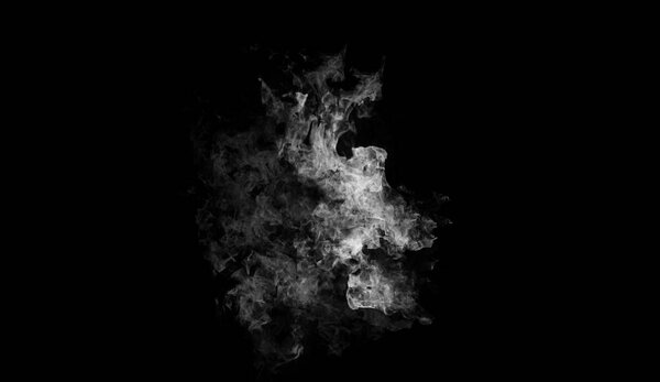Smoke on isolated black background. Design texture element.
