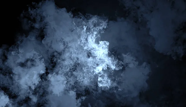 O vapor de fumaça azul abstrato move-se sobre um fundo preto. conceito de aromaterapia — Fotografia de Stock