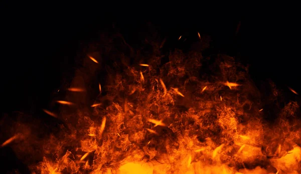 Yangın, ısı, tutku, doku. Parçacıklar köz arka plan ateş. Tasarım öğesi. — Stok fotoğraf