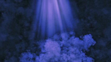 Soyut mavi ışık etkisi ile duman. Doku bindirmeleri spotlighting aydınlatma.