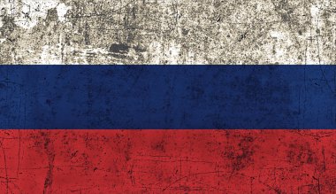 Rusya bayrağı. Vatansever eski grunge vintage bindirmeleri arka plan doku.