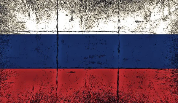 Ruská vlajka. Vlastenecké staré grunge vintage překryvy textura pozadí. — Stock fotografie