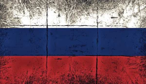 Drapeau de Russie. Patriotique vieux grunge vintage superpositions texture fond . — Photo