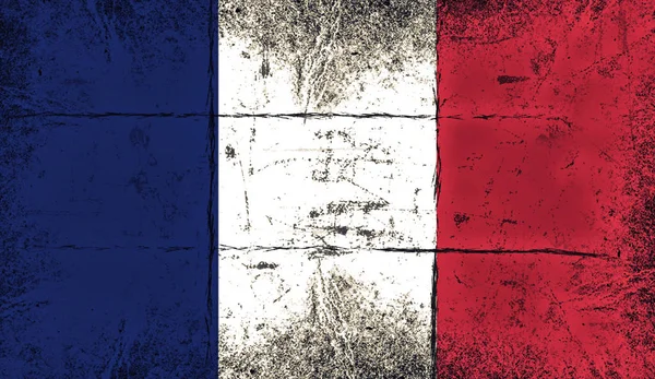 Frankreich-Flagge. Patriotischer alter Grunge-Vintage überlagert Textur-Hintergrund. — Stockfoto