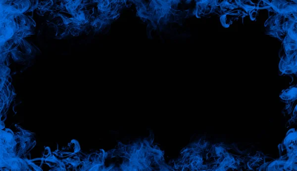 Textura de humo fronterizo. Elemento de diseño. Textura de ornamento de línea de marco azul —  Fotos de Stock