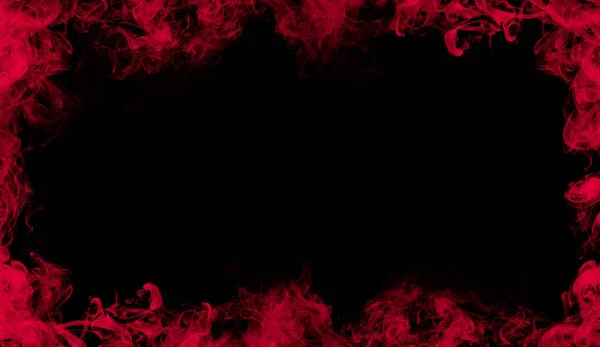 Red border from smoke. Frame line ornament with misty fog effect for film , text or space.