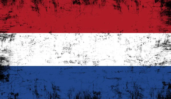 Vlajka Nizozemsko vlastenecké staré grunge vintage textury pozadí. — Stock fotografie