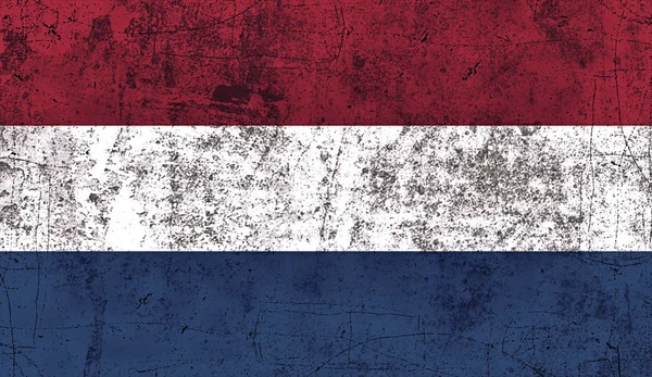 Флаг Нидерландов Патриотический старинный гранж на фоне старинной фактуры . — стоковое фото