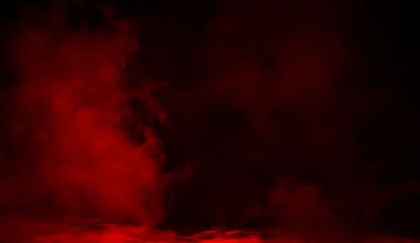 Niebla roja y efecto de niebla sobre fondo negro aislado para texto o espacio. Textura humo —  Fotos de Stock
