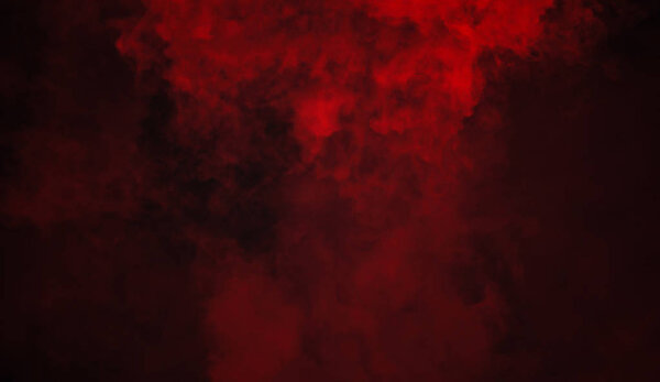 Red fog and mist effect on isolated black background for text or space