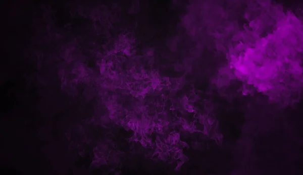 テキストまたはスペースの分離された黒い背景に紫の霧と霧の効果 煙テクスチャ — ストック写真