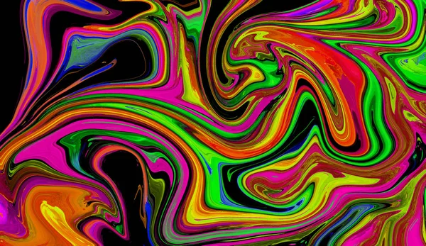 Abstract background with psychedelic painting in vivid colors. Marbleized bright effect with fluid colors, background for wallpapers. — Stock Photo, Image