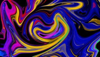 Eğri şekillerden oluşan renkli dijital arka yaratıcı plan. Resimde doku