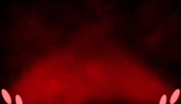 Dimmiga projektorn. Röd spotlight med rök dimma effekt. Bakgrundsstruktur. — Stockfoto