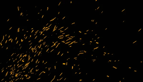 Gelbe Partikel bewirken Staubablagerungen isoliert auf dem Hintergrund, Bewegung Pulverspray. — Stockfoto