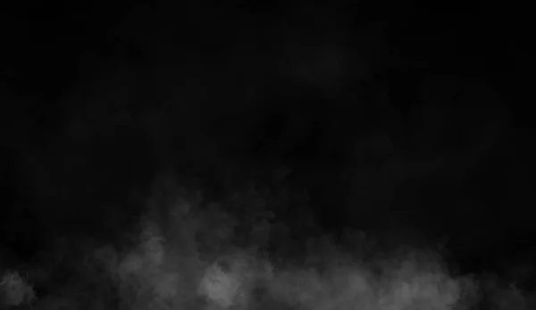 Rauch auf dem Fußboden. isolierter schwarzer Hintergrund. Nebeleffekt-Textur für Text oder Raum — Stockfoto