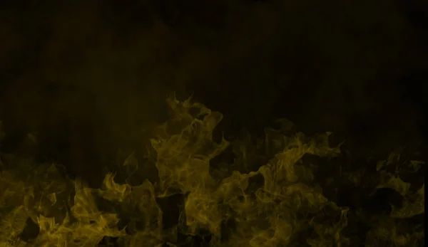 Niebla amarilla y efecto niebla sobre fondo negro. Textura de humo  . — Foto de Stock