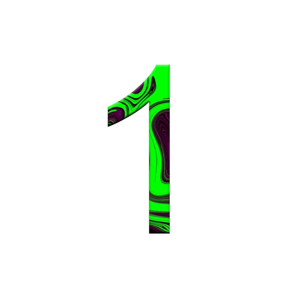 Illustratie geschilderd groen, cyberpunk kleur, design elementen, nummer 1 — Stockfoto