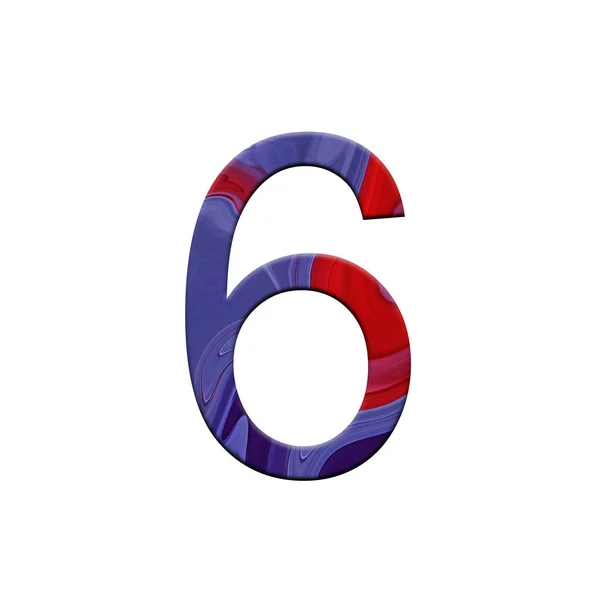 6-os szám illusztráció elszigetelt háttér. Akvarell folyékony hullám ábécé szimbólum. Design elem. — Stock Fotó