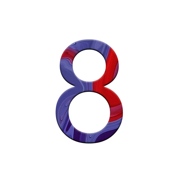 격리 된 배경에 숫자 8 그림입니다. 수채화 액체 웨이브 알파벳 기호입니다. 디자인 요소. — 스톡 사진
