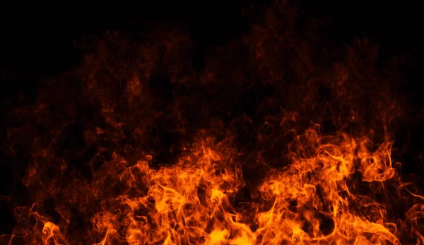 Fire flames texture on isolated black background. Perfect texture for copy space — Stock Photo, Image