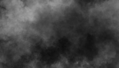Katta duman. İzole siyah arka plan. Sisli sis etkisi doku bindirmeleri metin veya alan için