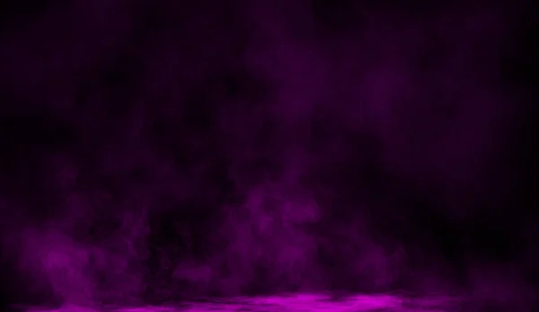 Brume de fumée violette abstraite brouillard sur fond noir. Élément de conception . — Photo