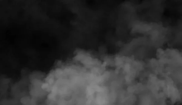Fumez par terre. Fond noir isolé. Texture effet brouillard brumeux superpositions pour texte ou espace — Photo