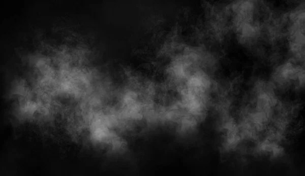 Fumo sul pavimento. Sfondo nero isolato. Sovrapposizione di texture effetto nebbia nebbiosa per testo o spazio — Foto Stock