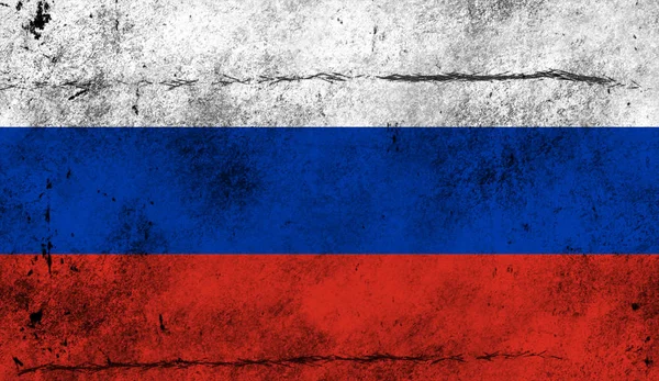 Vintage old flag of Russia. Art texture painted Russia national flag.