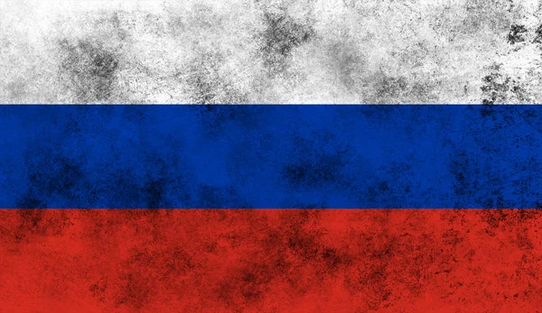 Vintage old flag of Russia. Art texture painted Russia national flag.