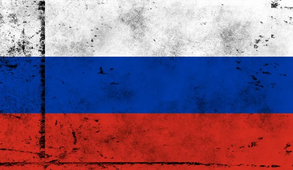 Vintage old flag of Russia. Art texture painted Russia national flag.