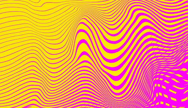 Гіпноз напівтоновий градієнт жовтого і рожевого психоделічного мистецтва. Графічний синтетичний хвильовий текстурний фон . — стокове фото
