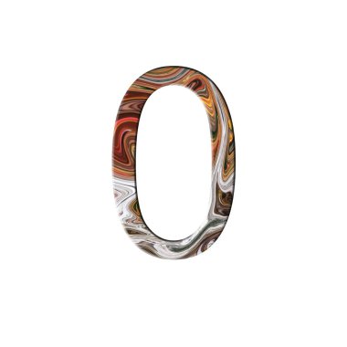 Sayı 0 illüstrasyon - boyalı sıvı dalga tarzı. Tasarım öğeleri. Yalıtılmış arka plan.