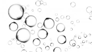 Temiz oksijen kabarcıkları izole beyaz zemin üzerinde. Doku bindirmeleri.