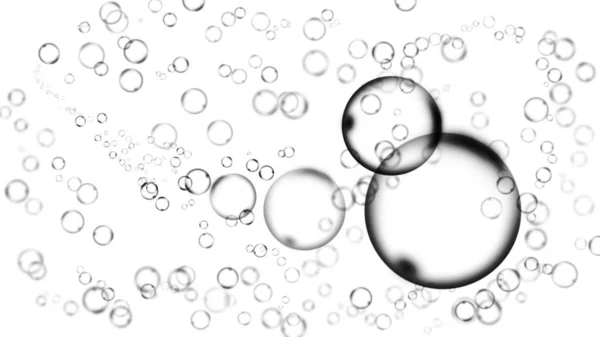 Saubere Sauerstoffblasen auf isoliertem weißen Hintergrund. Textur-Overlays. — Stockfoto