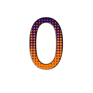İzole beyaz arka plan üzerinde 0 numaralı çizim. Halftone duotone gradyan tarzı .