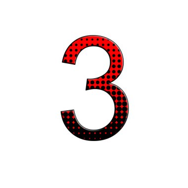 İzole beyaz arka plan üzerinde 3 numaralı illüstrasyon. Halftone duotone gradyan tarzı .