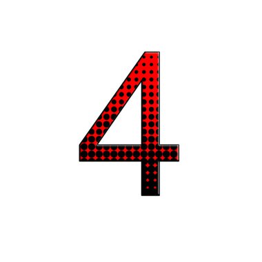 İzole beyaz arka plan üzerinde 4 numaralı illüstrasyon. Halftone duotone gradyan tarzı .