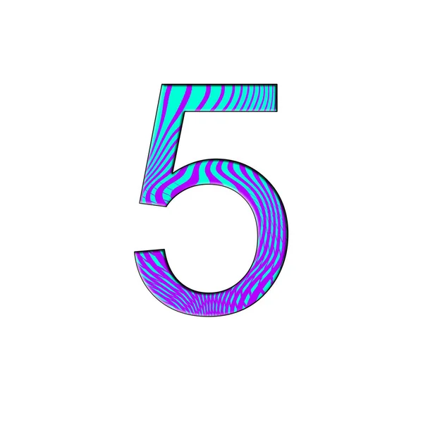 Nummer 5 Illustration auf isoliertem weißem Hintergrund. Halbton-Duotongradienten-Stil. blau und lila bunt — Stockfoto