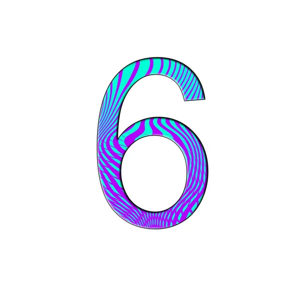 Ilustração número 6 sobre fundo branco isolado. Estilo de gradiente duotone meio-tom. Azul e roxo colorido — Fotografia de Stock