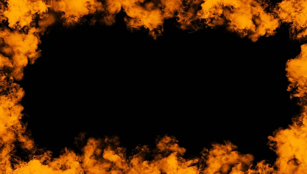 Cadre de vraies flammes de feu brûlent la fumée de mouvement. Superpositions de texture de bordure . — Photo