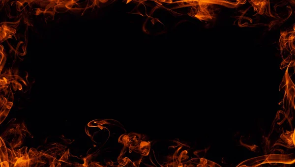 Frame of real fire flames burn motion smoke . Border texture overlays. — Stock Photo, Image