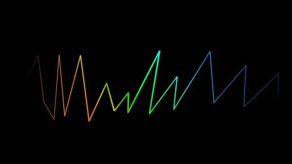 Des lignes d'ondes sonores colorées. Isolé sur fond noir pour musique, son ou technologie — Photo