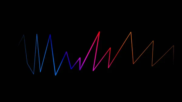 Barevné vlnovné vlny. Izolované na černém pozadí pro hudbu, zvuk nebo technologii — Stock fotografie