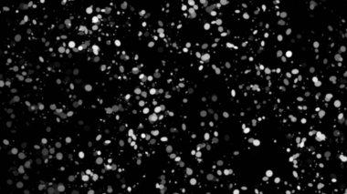 Siyah arka plan üzerinde izole beyaz kar donma hareketi, aşağı geliyor.