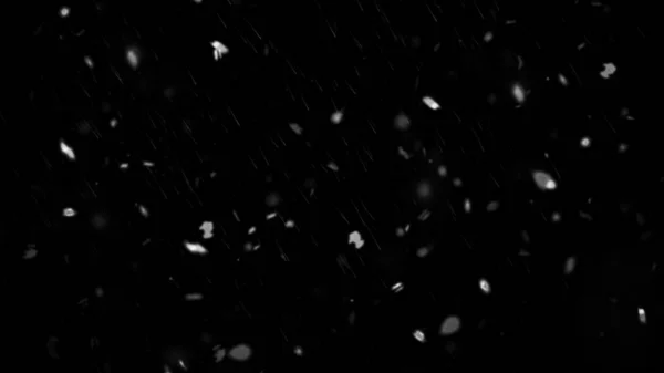 Congelar el movimiento de nieve blanca que baja, aislado sobre fondo negro. Elemento de textura diseño . —  Fotos de Stock
