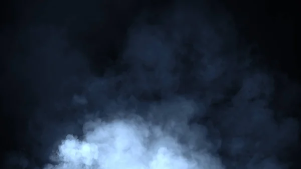 Abstrakcja Niebieski dym porusza się na czarnym tle. Koncepcja aromaterapii — Zdjęcie stockowe